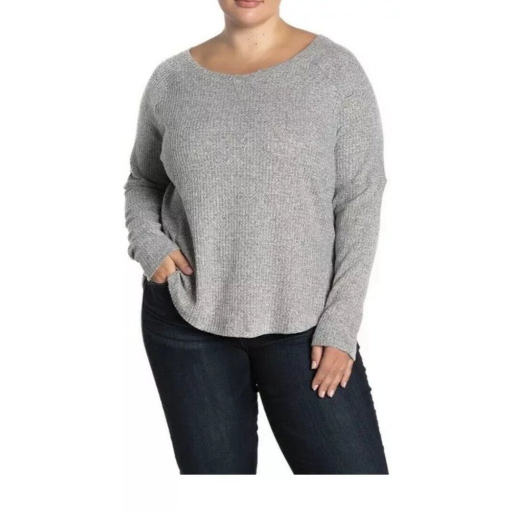 Sweet Romeo Cozy Thermal Pullover‎ Top Gray Size 1X